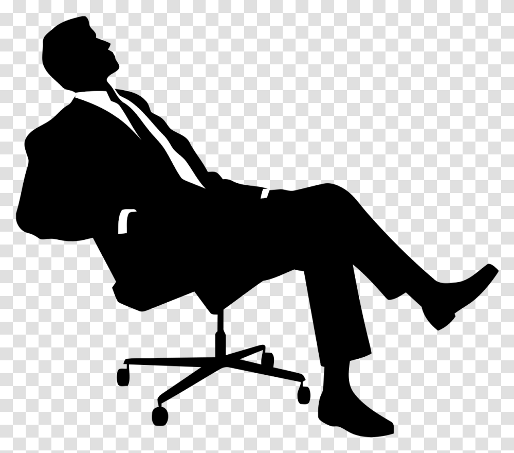Sitting Man Ceo Clipart Black And White, Silhouette, Bird, Arrow Transparent Png