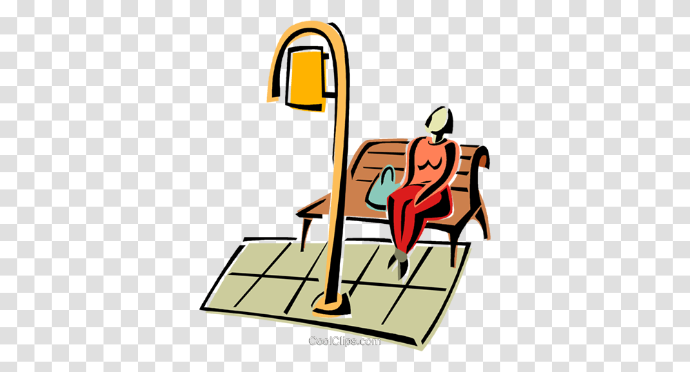 Sitting On Bench Waiting For The Bus Royalty Free Vector Clip Art, Chair, Furniture, Gas Pump Transparent Png