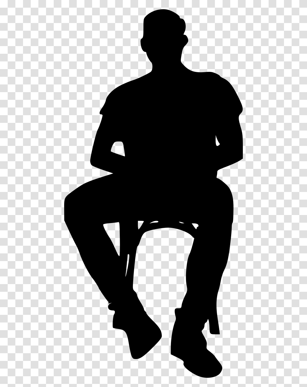 Sitting On Chair Download Man Sitting In Chair Silhouette, Gray, World Of Warcraft Transparent Png