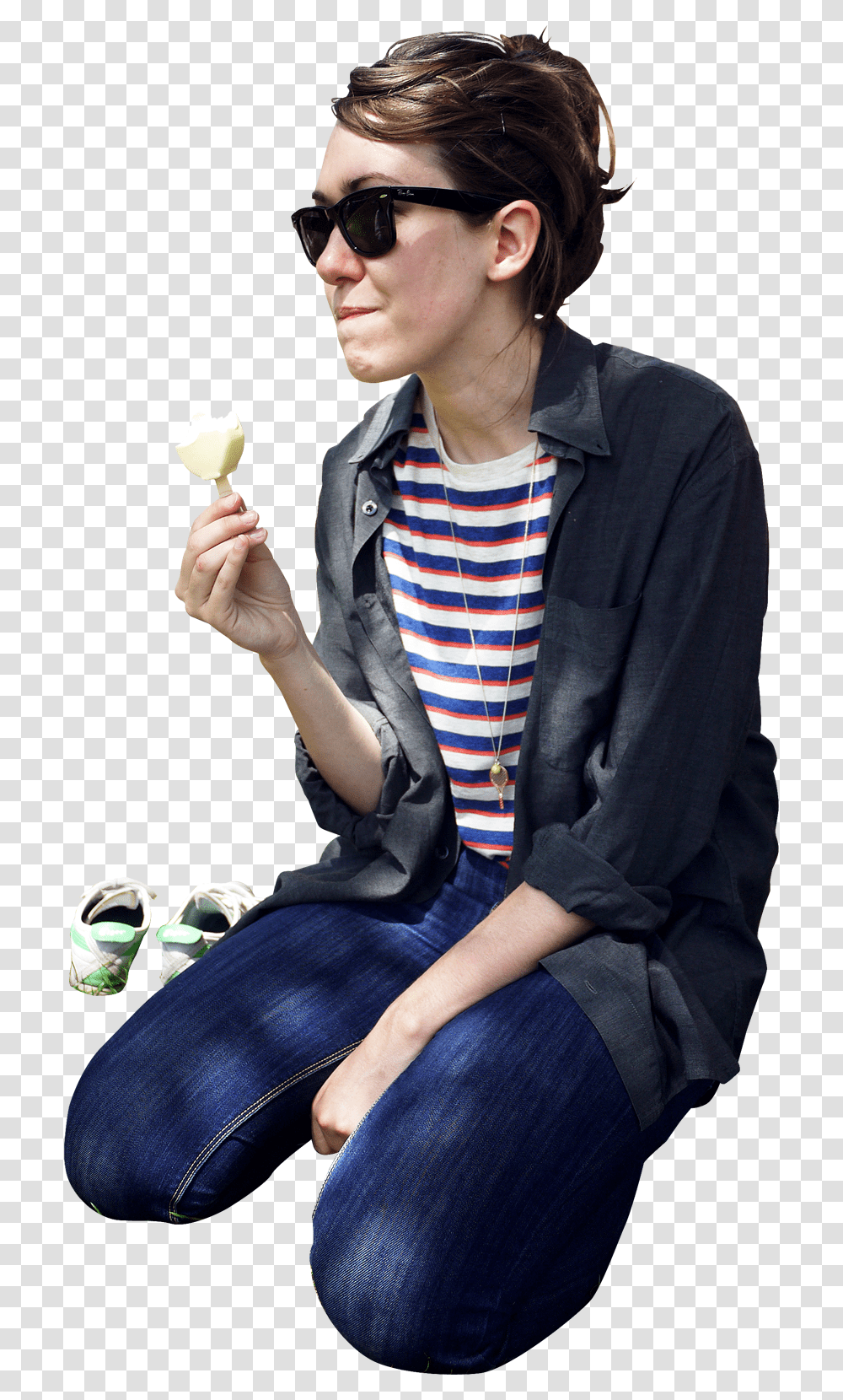 Sitting People Charlie Bruzzese Charlie Bruzzese People Ice Cream, Sunglasses, Person, Tie Transparent Png