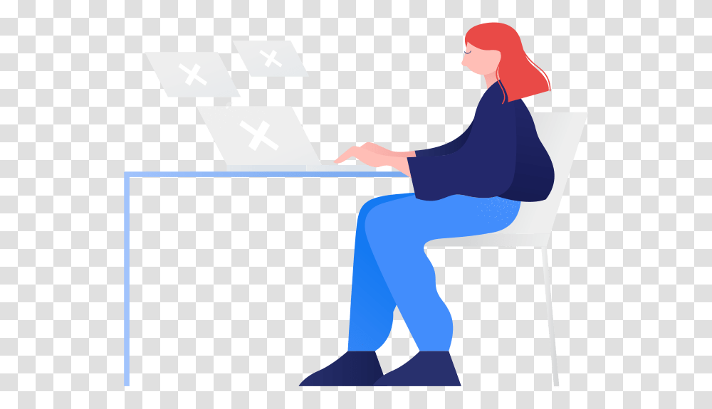 Sitting, Person, Electronics, Computer, Table Transparent Png