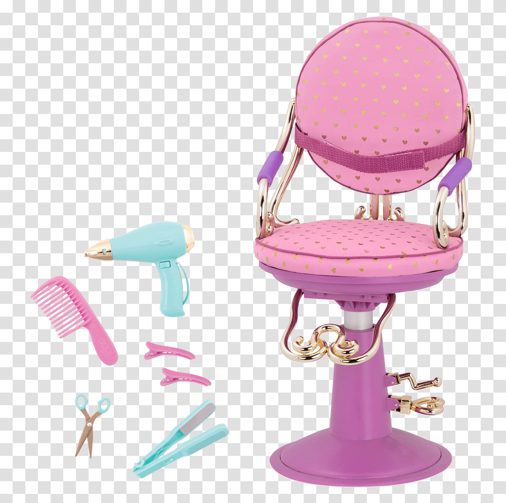 Sitting Pretty Salon Chair Gold Hearts Purple Base Our Generation Chair, Room, Indoors, Furniture, Bathroom Transparent Png