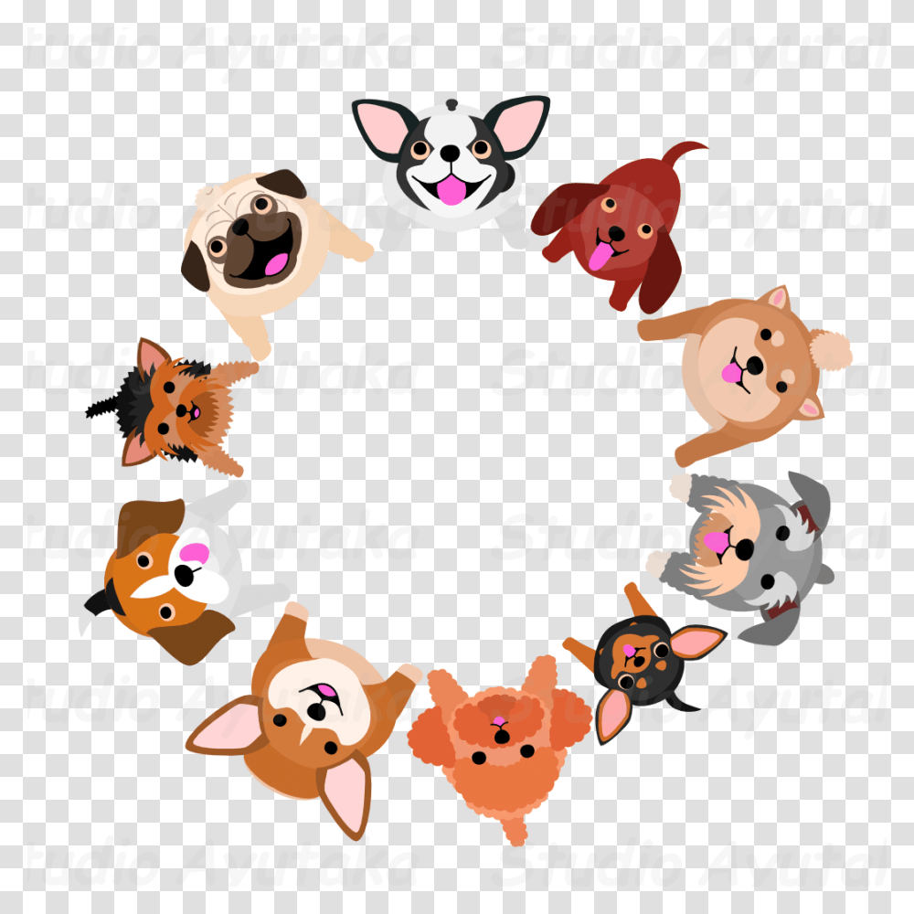 Sitting Small Dogs Looking Up Circle Studio Ayutaka Store Pug, Alphabet, Crowd, Accessories Transparent Png