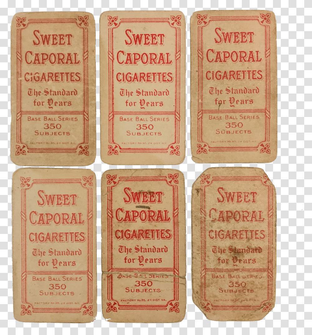 Six 1909 1911 Sweet Caporal Baseball Cards Honus Wagner Transparent Png