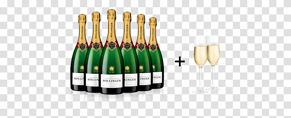 Six Bollinger Special Cuvee Brut Free Pair Of Flutes Champagne, Alcohol, Beverage, Drink, Wine Transparent Png
