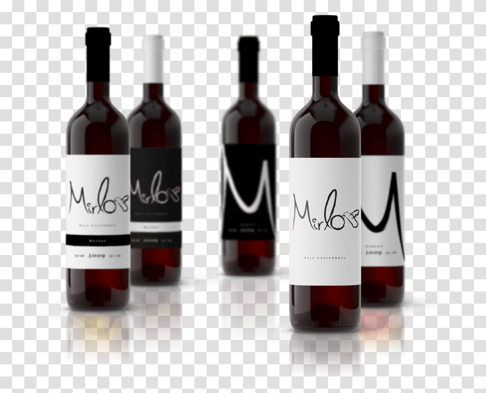 Six Bottles Of Mirlo Wine Baja California Red Wine Label Design, Alcohol, Beverage, Drink, Wine Bottle Transparent Png