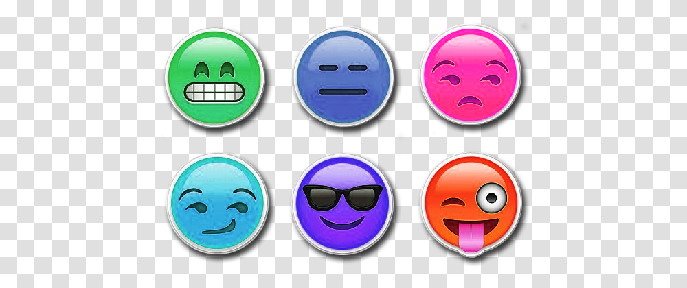 Six Colorful Emojis Circle, Label, Sunglasses, Accessories Transparent Png