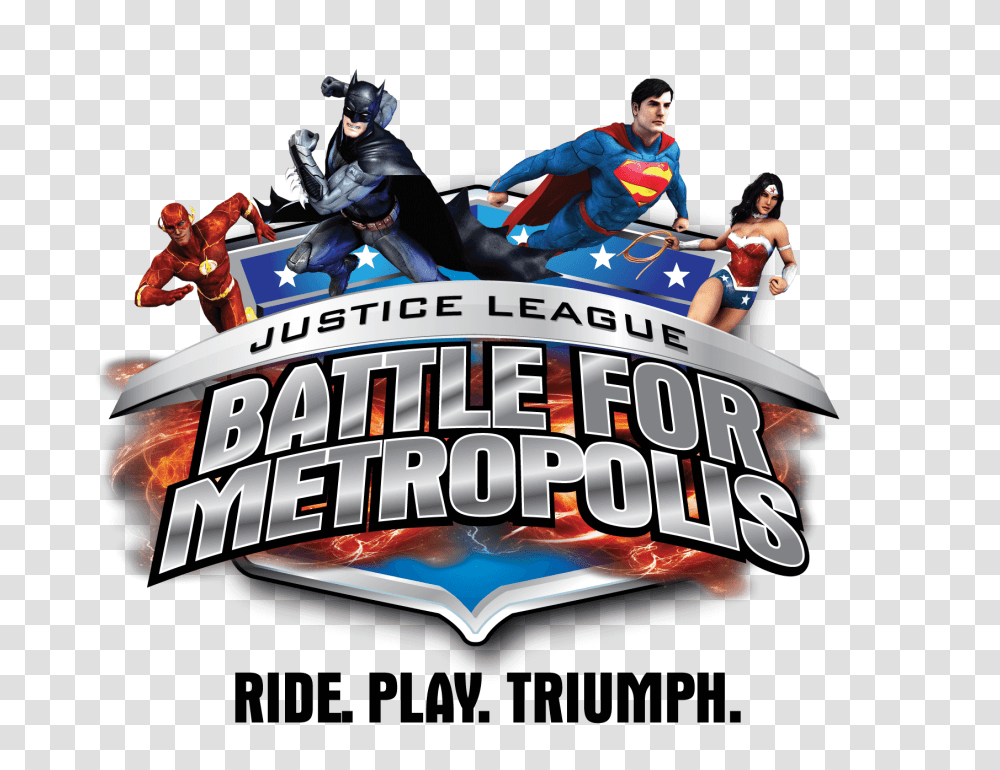 Six Flags Park Journey Justice Battle For Metropolis, Person, Advertisement, Poster, Flyer Transparent Png