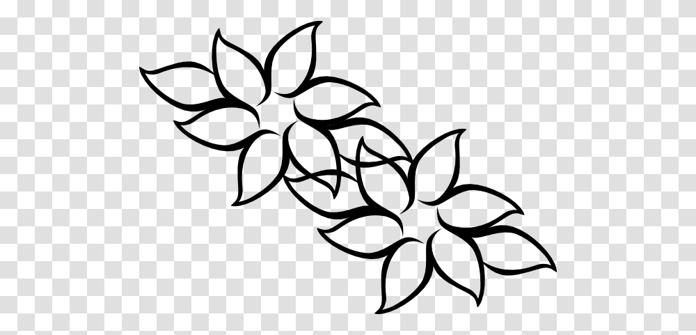 Six Point Flower With Leaves Clip Art, Floral Design, Pattern, Stencil Transparent Png