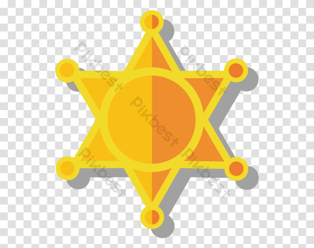 Six Pointed Star Vector Cartoon Police Badge Accessories Dot, Outdoors, Nature, Symbol, Sun Transparent Png