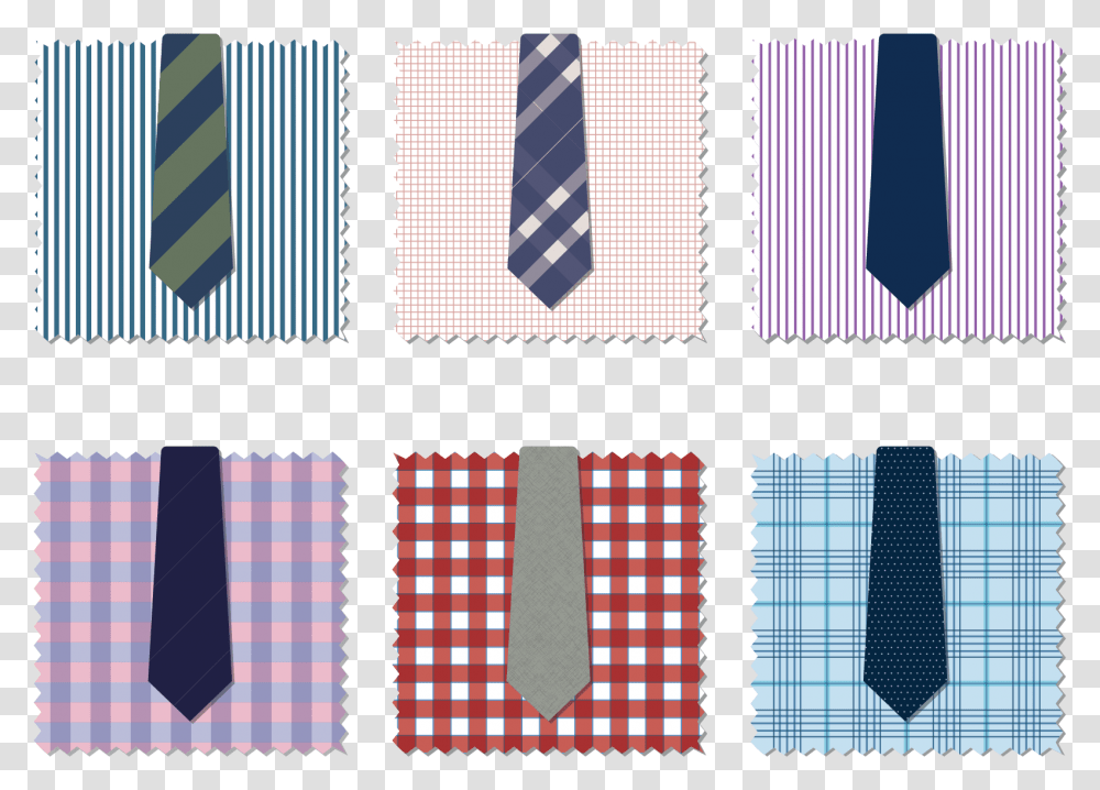 Six Vector Illustrations Of Patterned Men's Shirts Tartan, Tie, Accessories, Accessory, Necktie Transparent Png