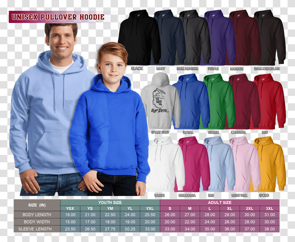 Size Chart Hoodie, Apparel, Person, Human Transparent Png