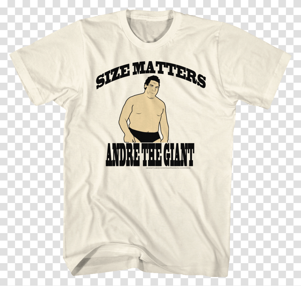 Size Matters Andre The Giant T Shirt, Apparel, T-Shirt, Person Transparent Png