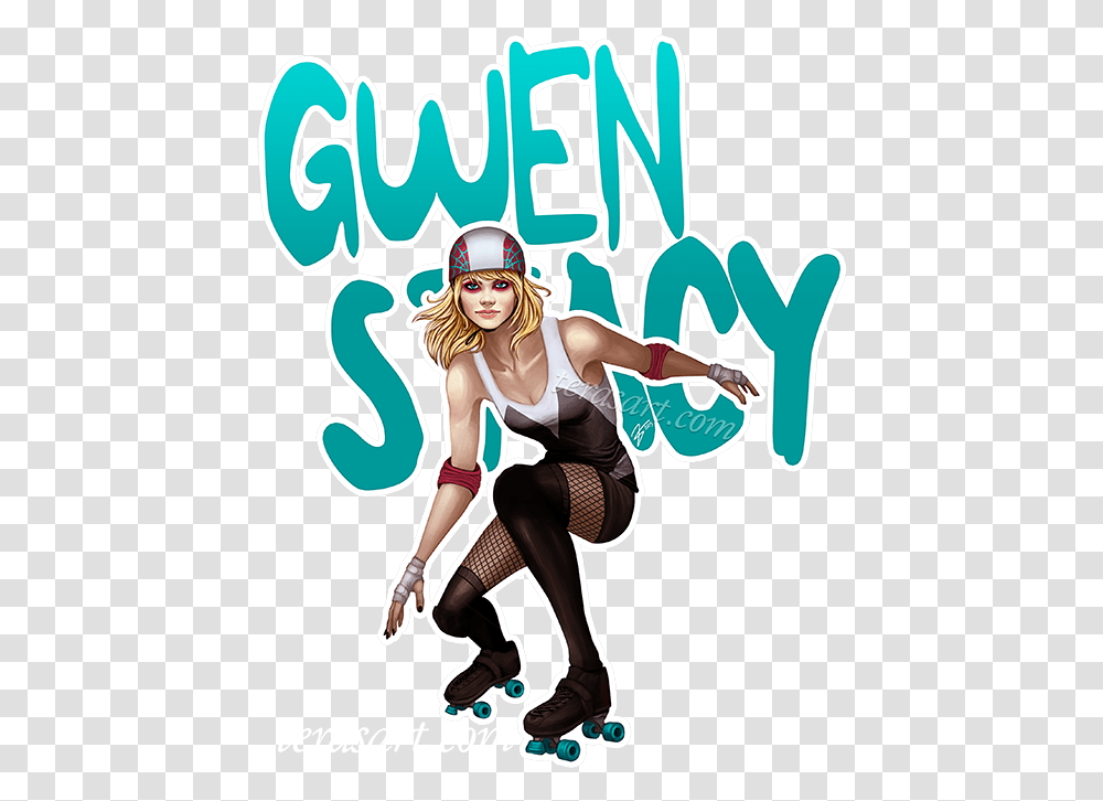 Skate Clipart Tumblr Roller Derby Spider Gwen, Person, Costume, Book, Advertisement Transparent Png