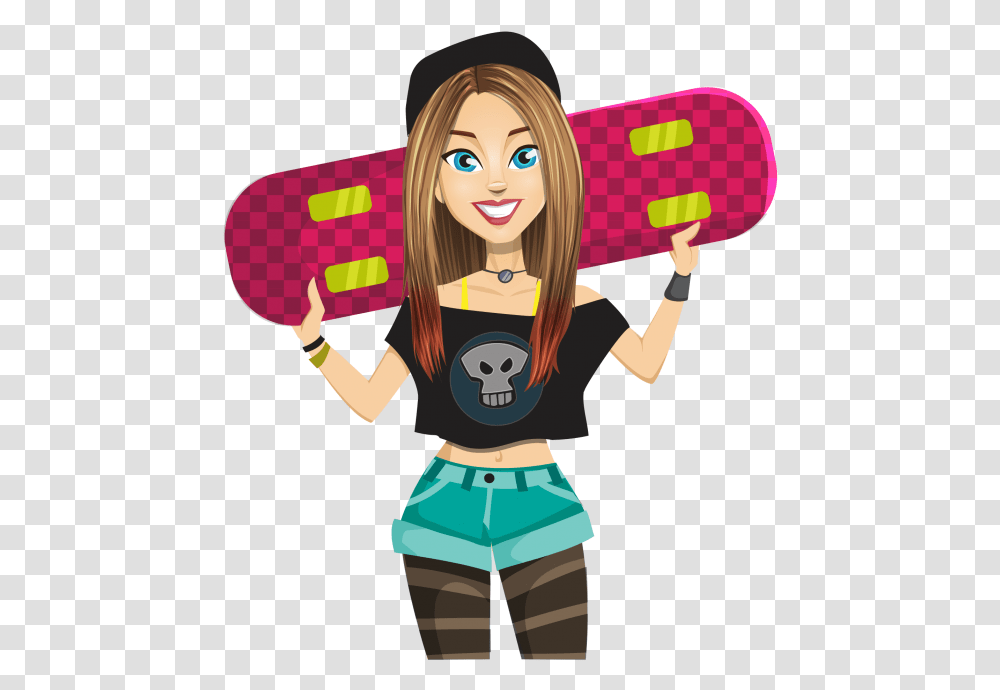 Skate Girl Cartoon, Person, Human, Sport, Sports Transparent Png