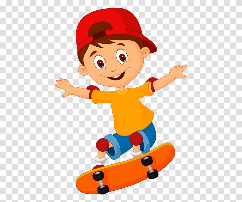 Skateboard Clipart 2 Guy Kid Skateboard Clipart, Person, Human, Toy, Hat Transparent Png