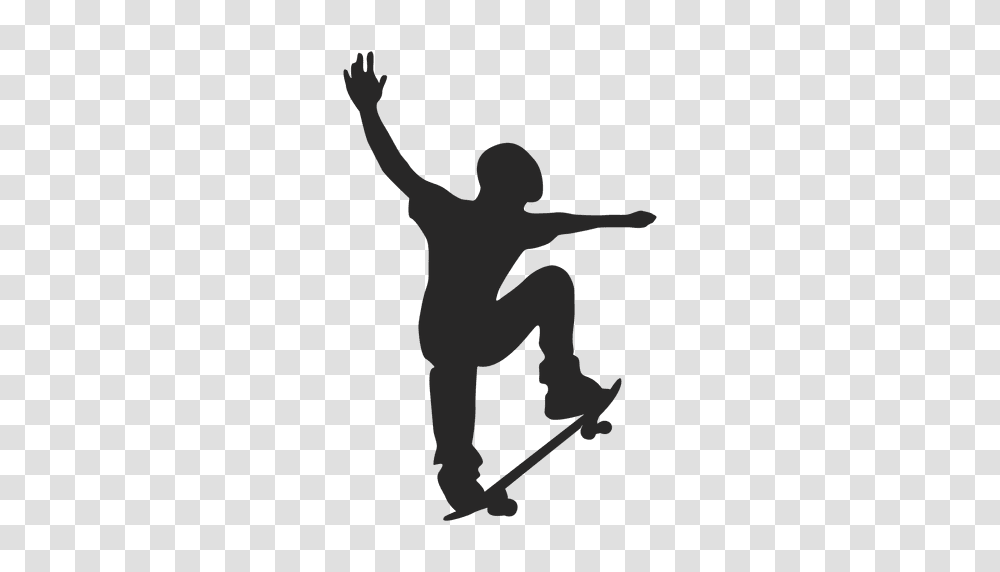 Skateboard Silhouette, Person, Human, Kicking Transparent Png