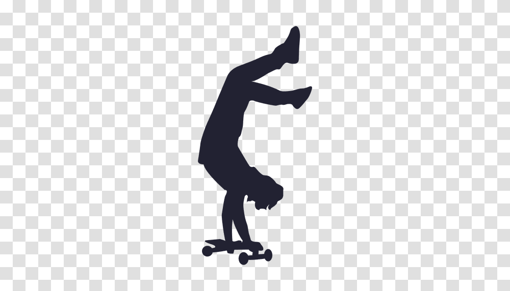 Skateboard Silhouette, Person, Kicking, Sport, Stencil Transparent Png