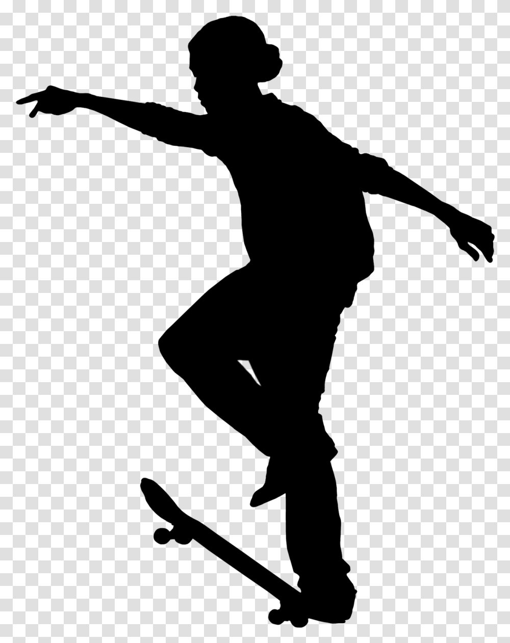 Skateboarding Black Amp White Silhouette Skateboarder, Gray, World Of Warcraft Transparent Png