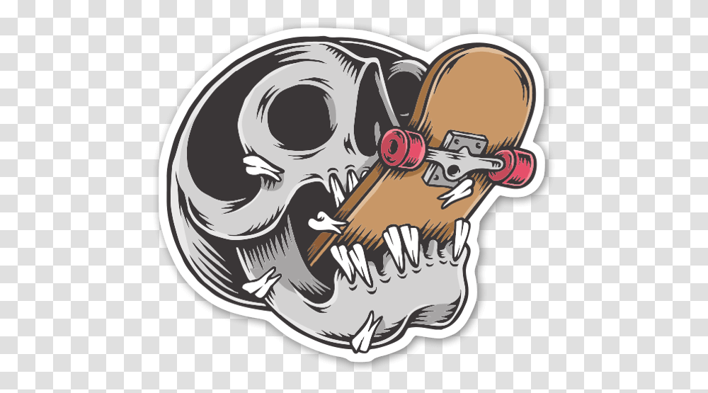 Skater Skull Sticker Cartoon, Meal, Food, Dish, Head Transparent Png
