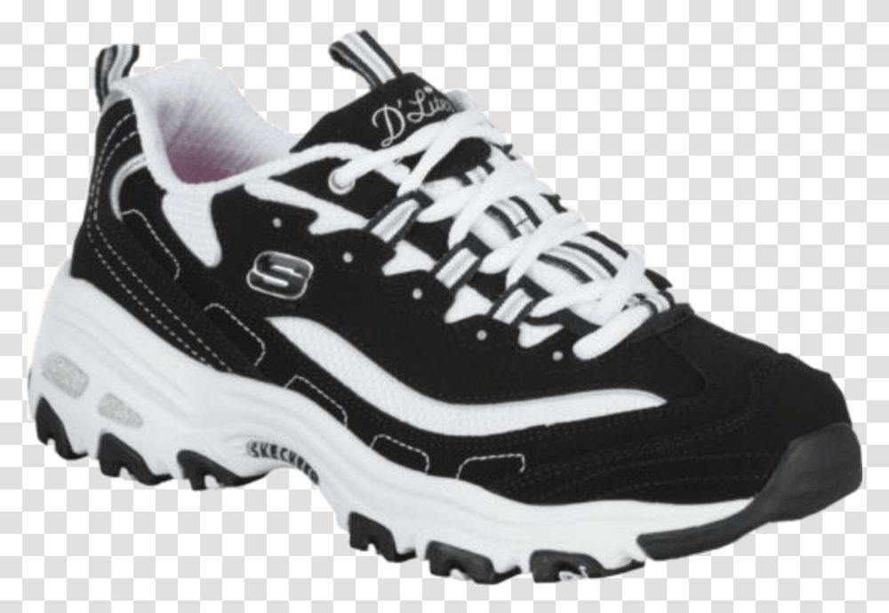 Skechers Black White Shoes Shoe Outfit Pants Womens Skechers D Lites, Apparel, Footwear, Running Shoe Transparent Png