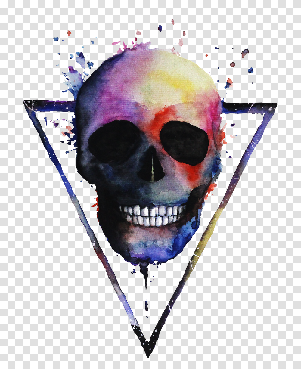 Skeleton Art Watercolor Android Wallpaper Colorful Skull Art, Head, Teeth, Mouth, Bird Transparent Png
