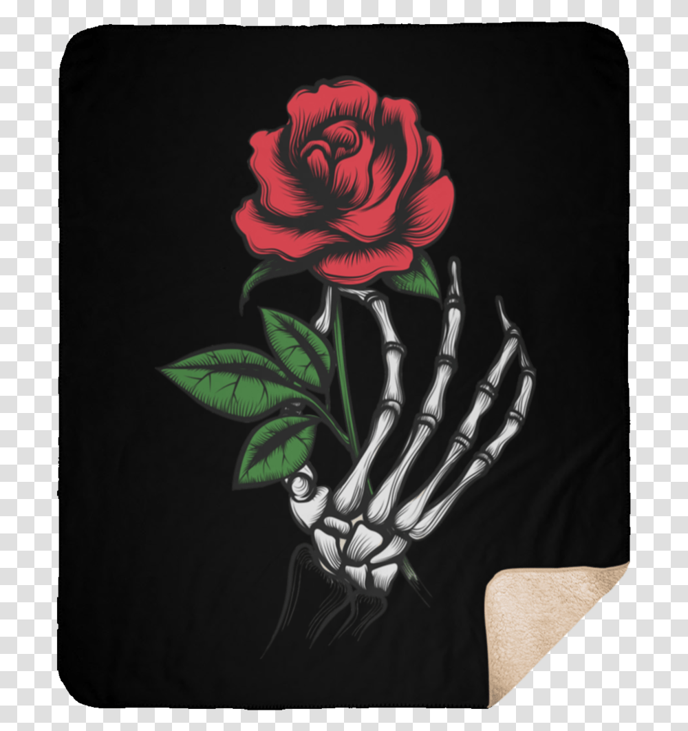 Skeleton Hand Rose Medium Premium Sherpa Blanket Skeleton Hand And Rose, Flower, Plant, Blossom Transparent Png
