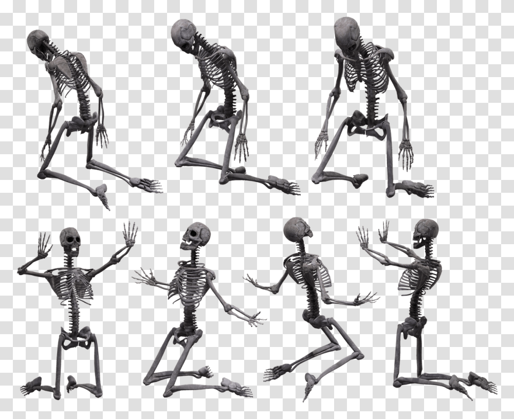 Skeleton Kneeling Drawing, Person, Human, Alien, Ninja Transparent Png