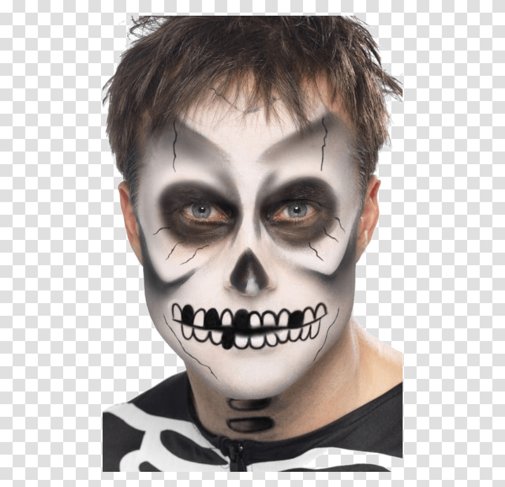 Skeleton Makeup Amp Applicator Halloween Ghost Face Paint, Person, Human, Performer, Head Transparent Png
