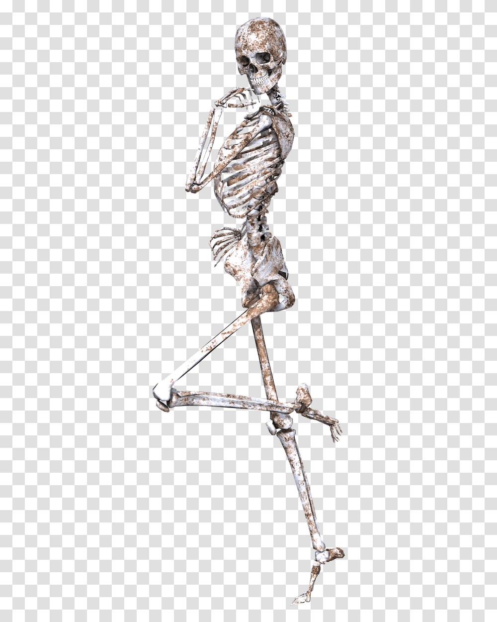 Skeleton On One Leg Skeleton Clipart No Background, Sword, Blade, Weapon, Weaponry Transparent Png