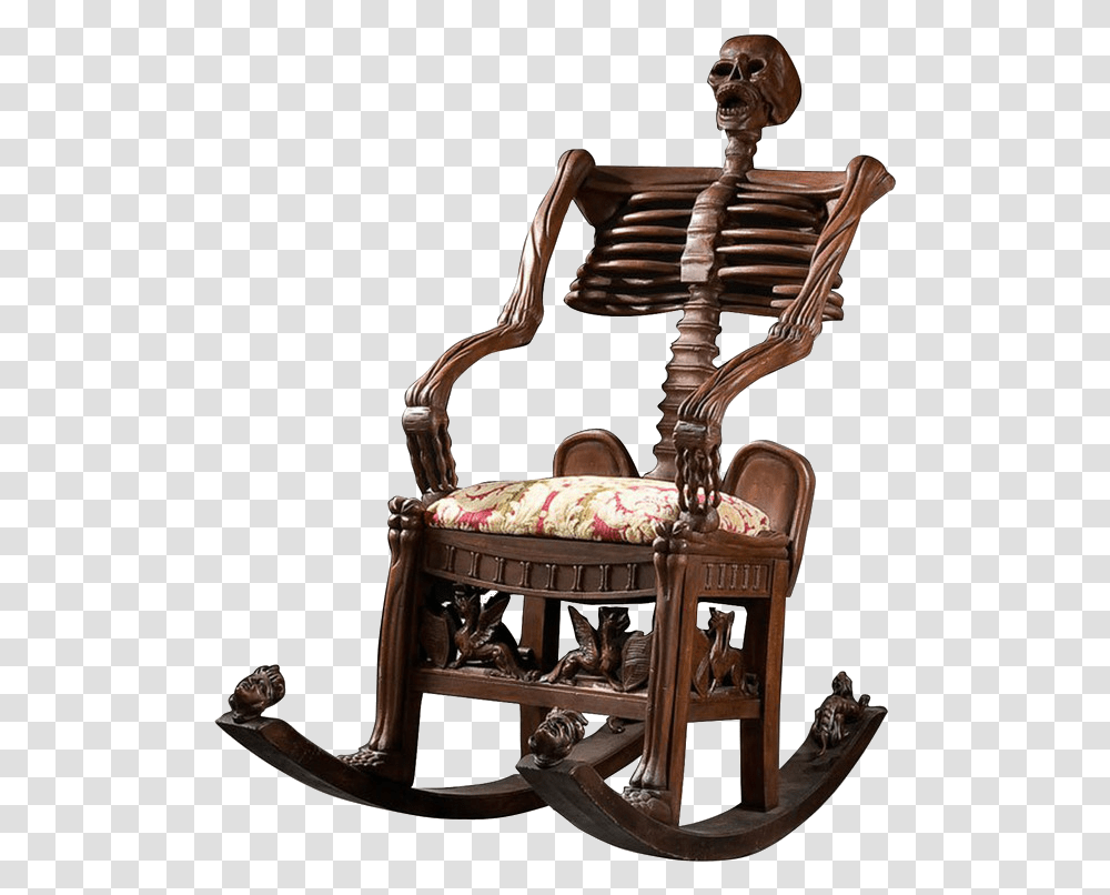 Skeleton Rocking Chair Gif Download Skull Rocking Chair, Furniture Transparent Png