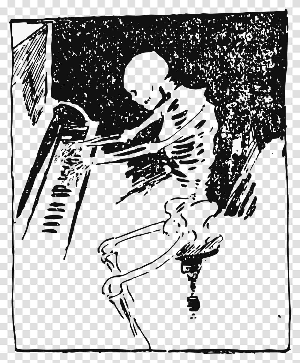 Skeleton Vintage Vector Piano Playing Skeleton, Person, Silhouette, Outdoors, Photography Transparent Png