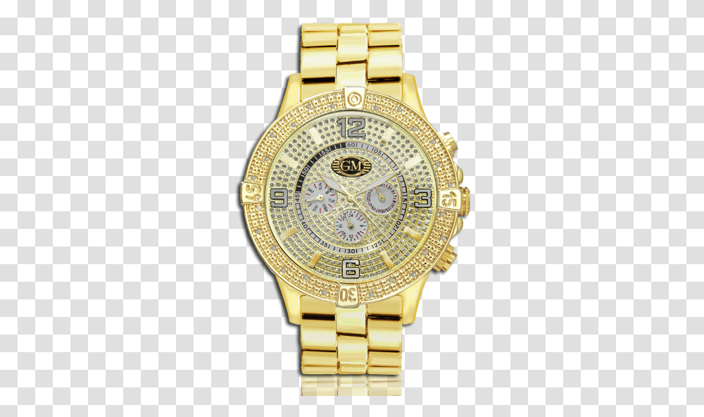 Skeleton Watch Bling Gold Diamond Watch, Wristwatch, Sundial Transparent Png