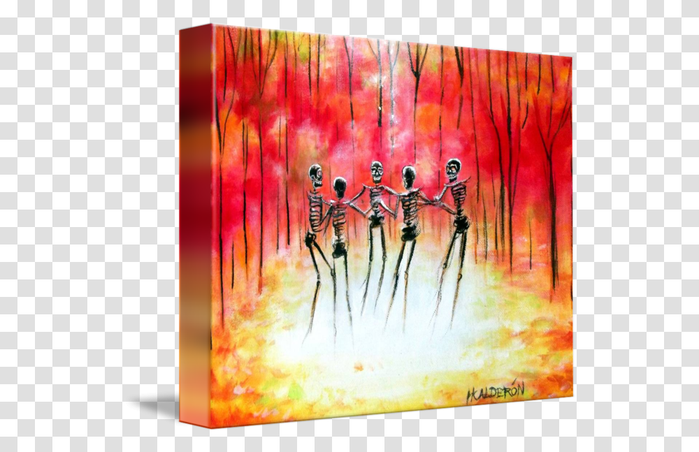 Skeletons Dancing In A Autumn Ring By Heather Calderon Autumn Ring, Modern Art, Canvas, Painting, Leisure Activities Transparent Png