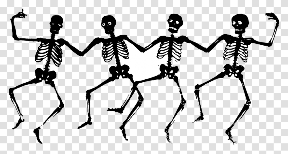 Skeletons Human Dancing Funny Halloween Halloween Clipart Free, Stencil, Silhouette Transparent Png