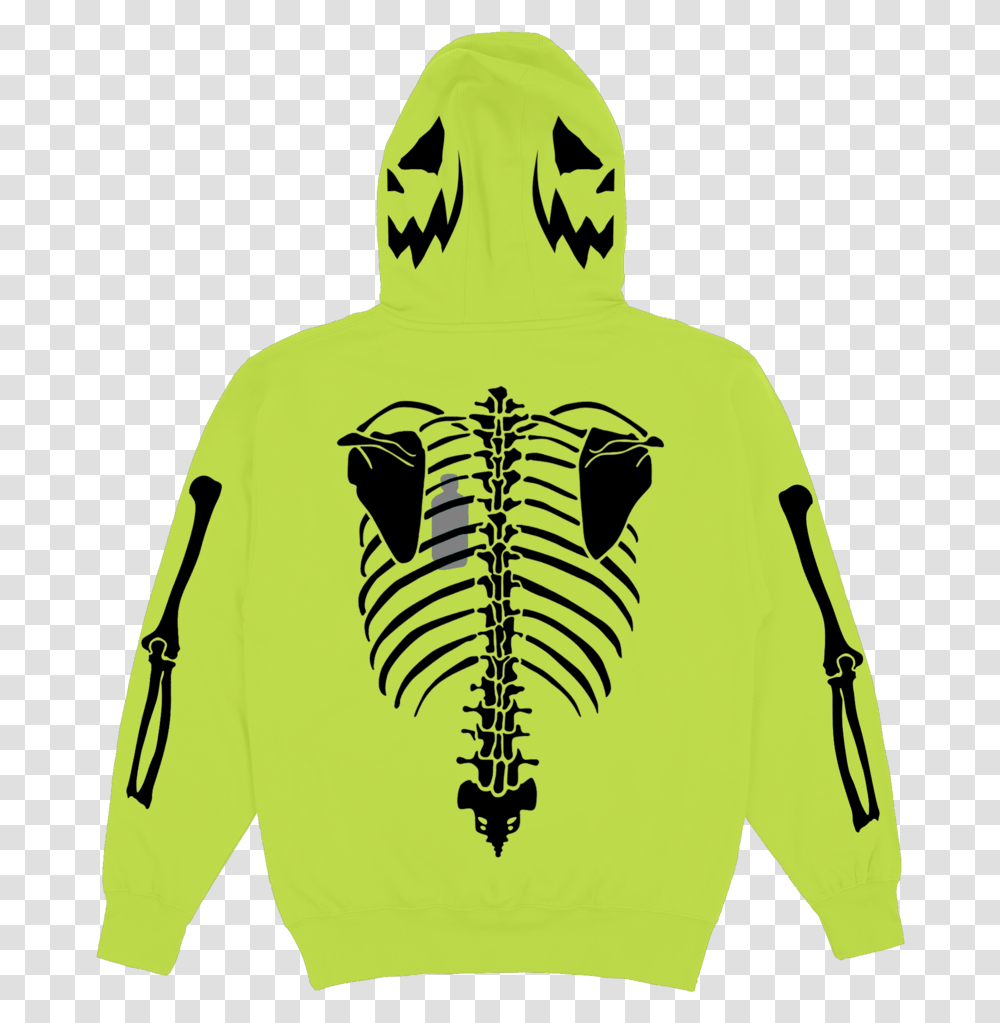 Skelton Heart Safety Green Hoodie, Apparel, Sweatshirt, Sweater Transparent Png