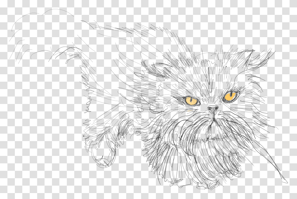 Sketch, Black Cat, Pet, Mammal, Animal Transparent Png