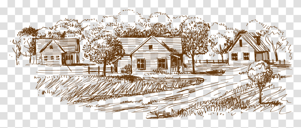 Sketch Hand Painted Drawing Village Free Hd Image Clipart Village Background Hd, Nature, Outdoors, Housing, Building Transparent Png