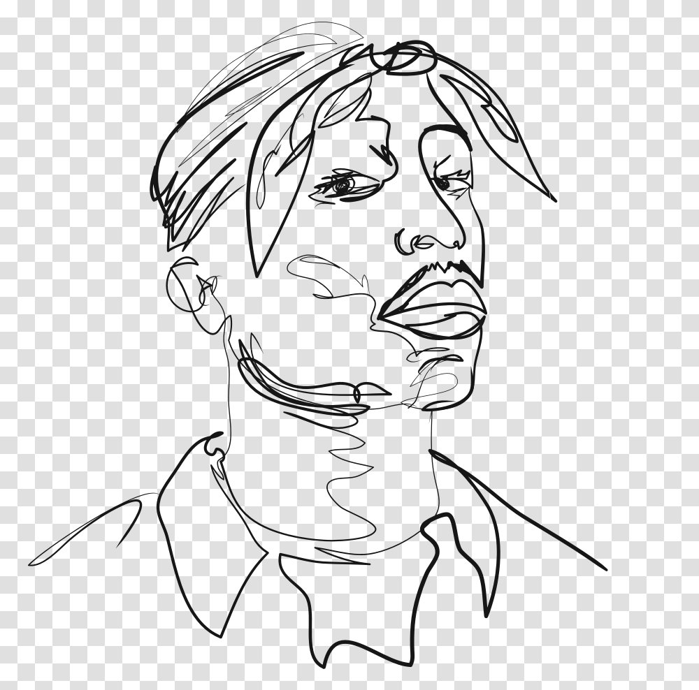 Sketch Tupac Clipart, Head, Face, Person, Human Transparent Png