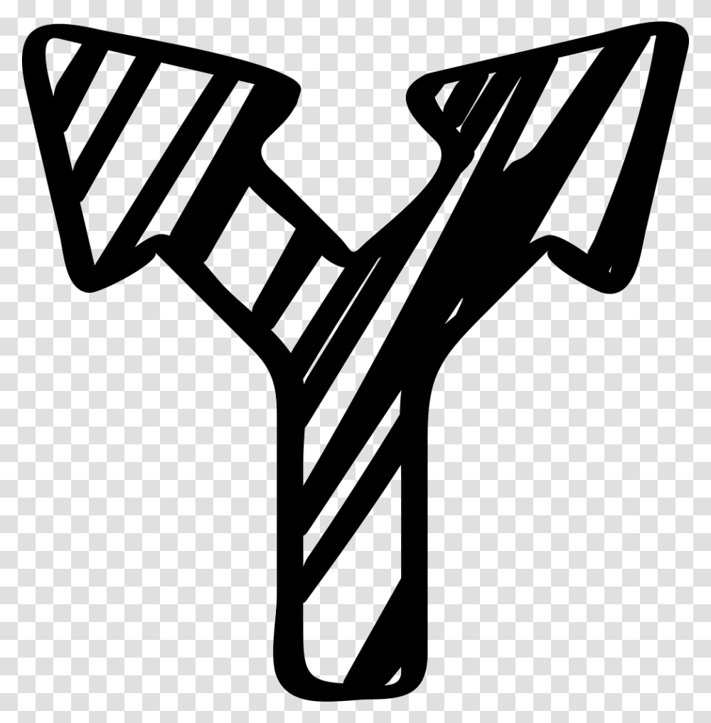 Sketched Arrow Pointing Up Bifurcation Into Two Arrows Bifurcation Two Way Arrow Icon, Stencil, Scissors, Blade Transparent Png