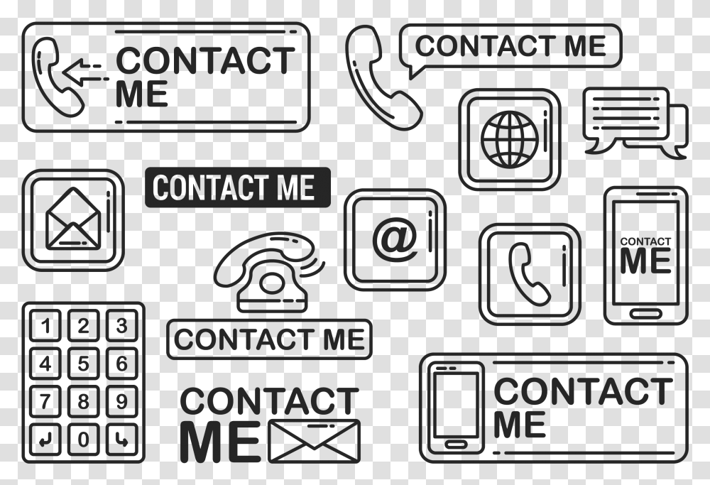Sketchy Contact Me Icons Vector Contact, Label, Computer Keyboard, Electronics Transparent Png