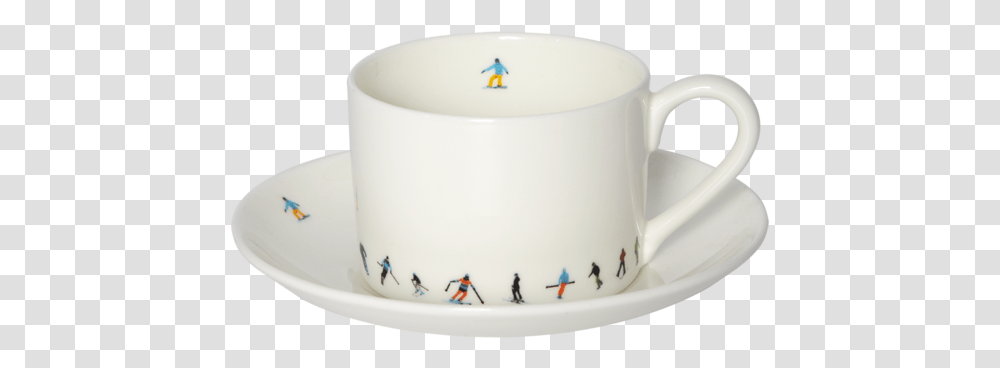 Ski Chain Tea Cup And Saucer Cup, Porcelain, Art, Pottery, Person Transparent Png