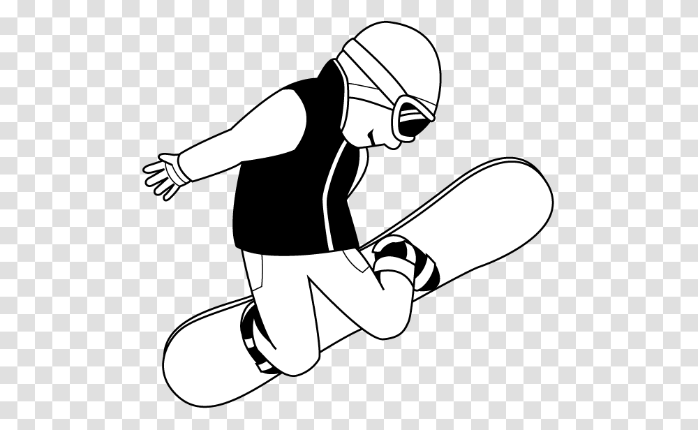 Ski Cliparts Black Snowboard Black And White, Kneeling, Stencil, Photography, Hand Transparent Png