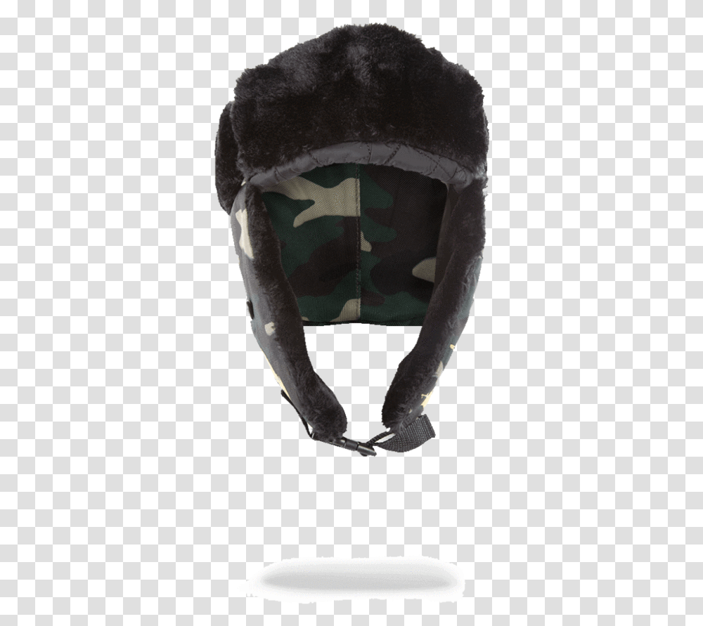 Ski Mask Gold Stencil Camo Aviator Hat Sprayground Ushanka, Military Uniform, Camouflage, Clothing, Apparel Transparent Png