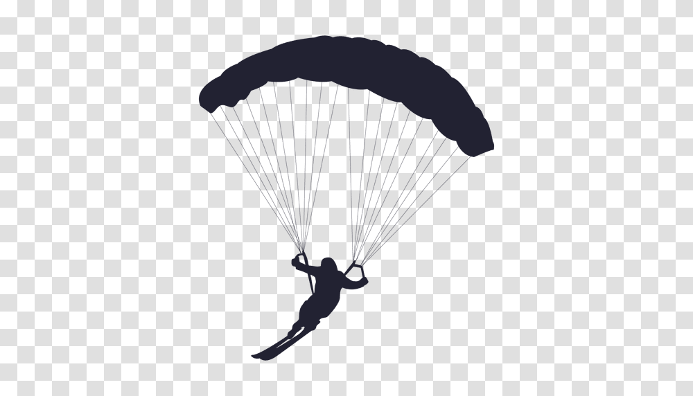 Ski Parachute Gliding Silhouette, Person, Human Transparent Png