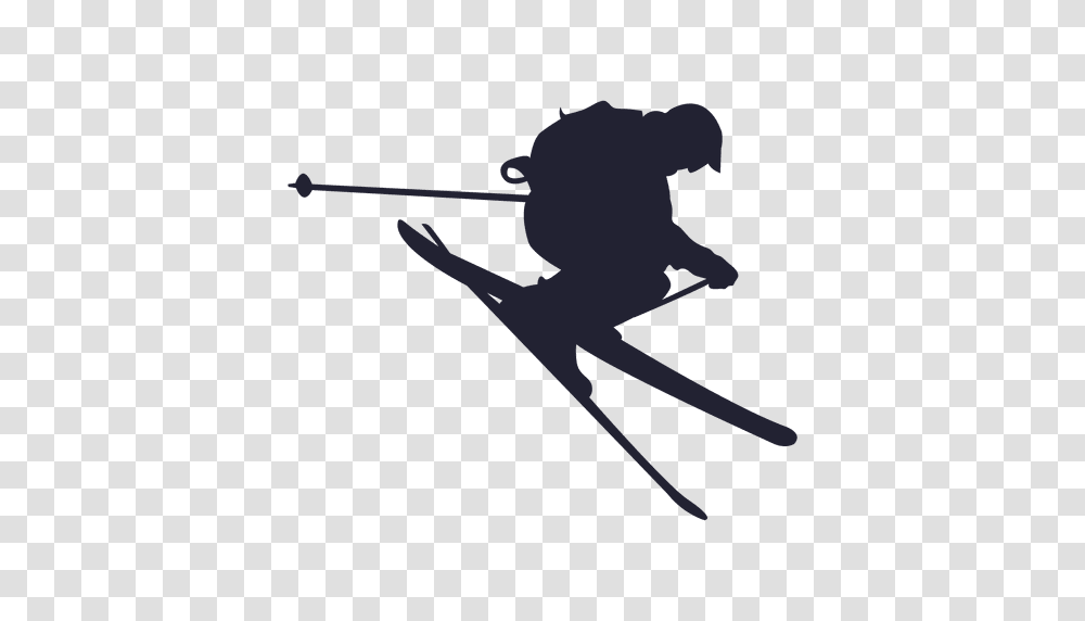 Ski Sliding In Jump Silhouette, Ninja, Person, Bow, Photography Transparent Png
