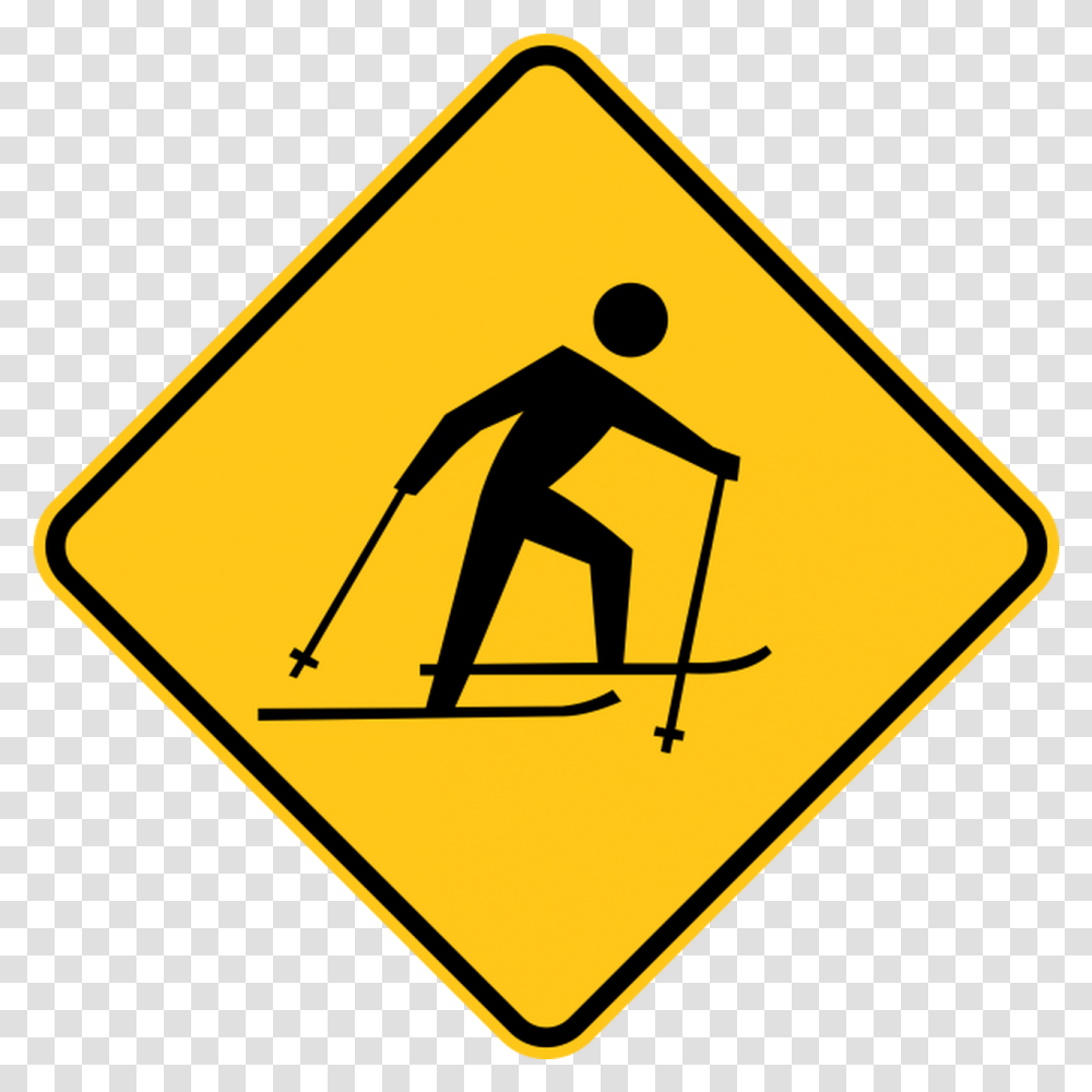 Skier Icon Warning Trail Sign Skiing, Symbol, Road Sign Transparent Png