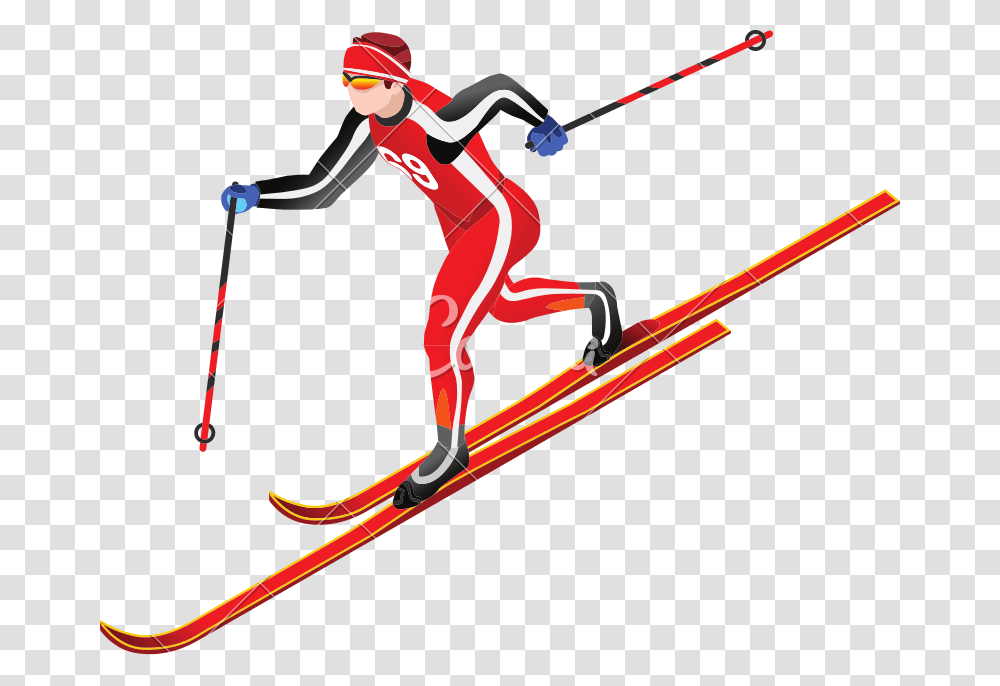 Skier Vector Cross Country Skiing Skiing, Bow, Person, Human, Outdoors Transparent Png