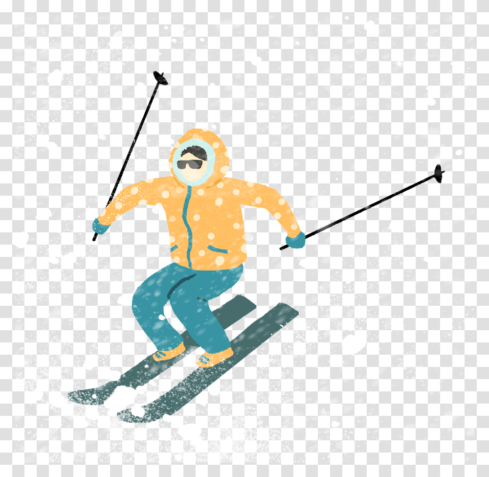 Skiing Cartoon Skier, Person, Outdoors, Nature, Sport Transparent Png
