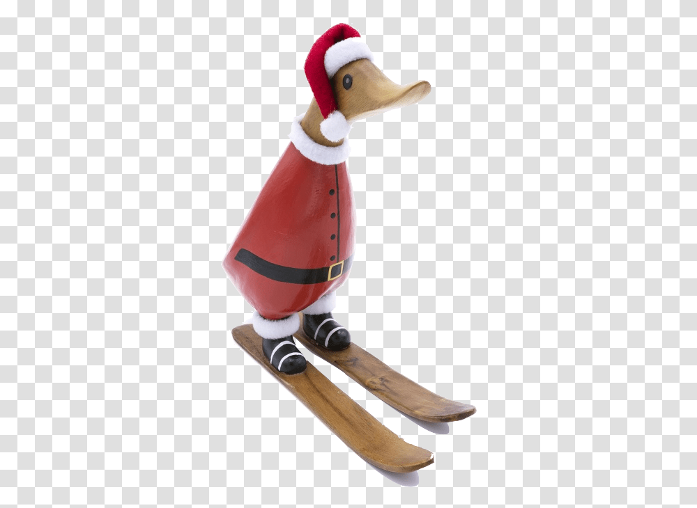 Skiing Santa Duckling Mallard, Figurine, Toy, Apparel Transparent Png